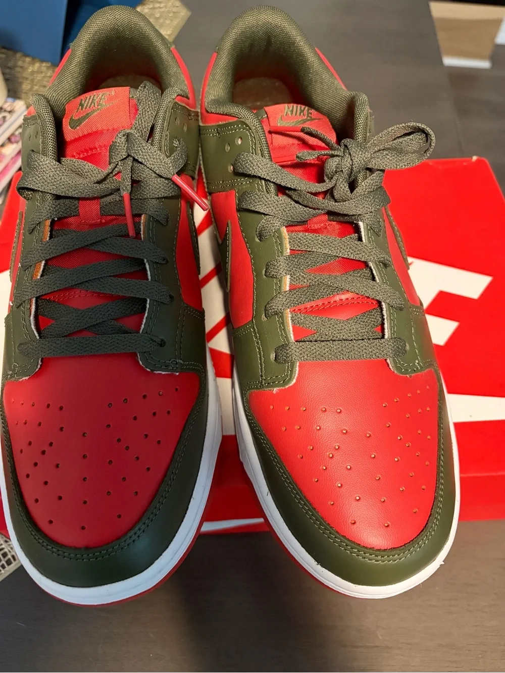 Nike Low Top Sneakers in Red and Olive